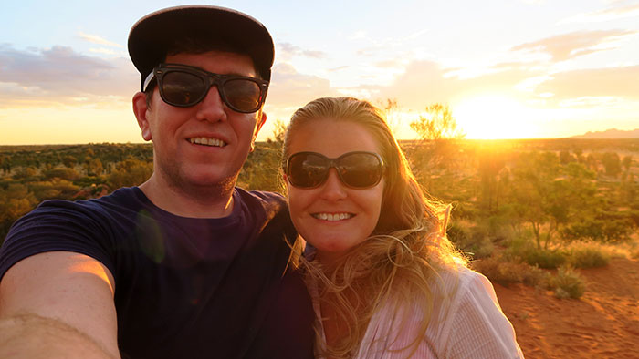 Debbie and Chris visiting Uluru, Australia in December 2017