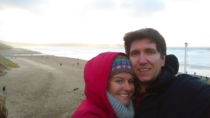Debbie and Chris on Woolacombe beach 1st January 2018